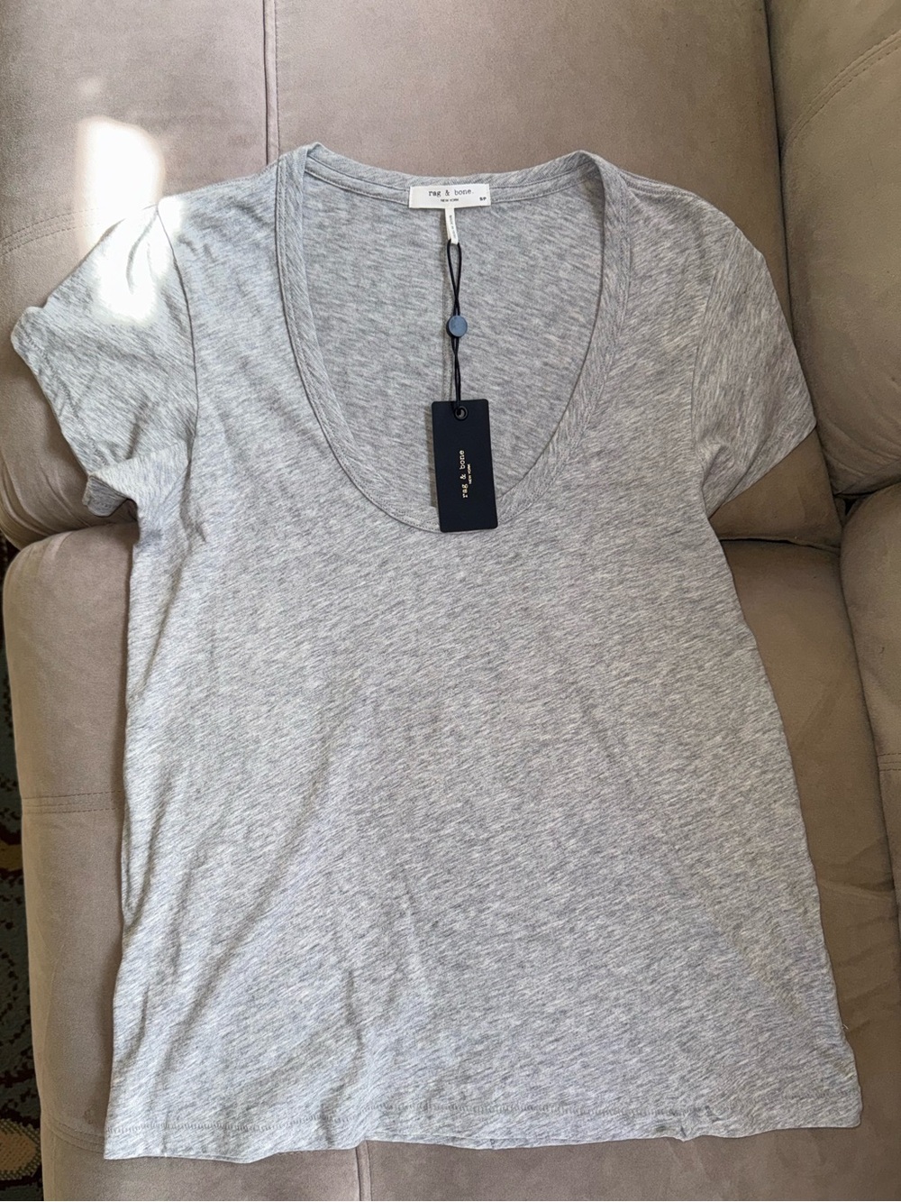 rag & bone Light Grey Scoop Neck Short Sleeve Tee NWT